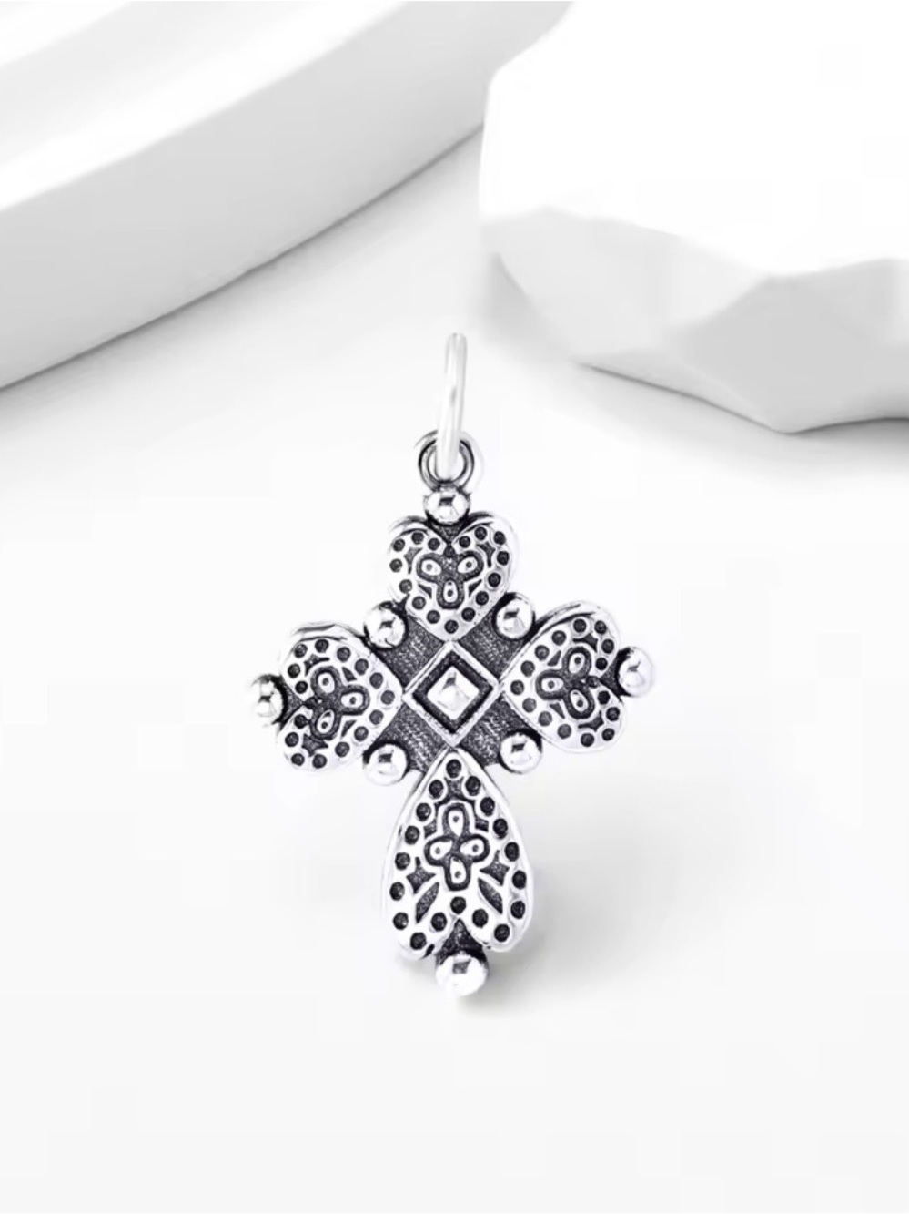 Sterling Silver Filigree Cross Pendant - Silver